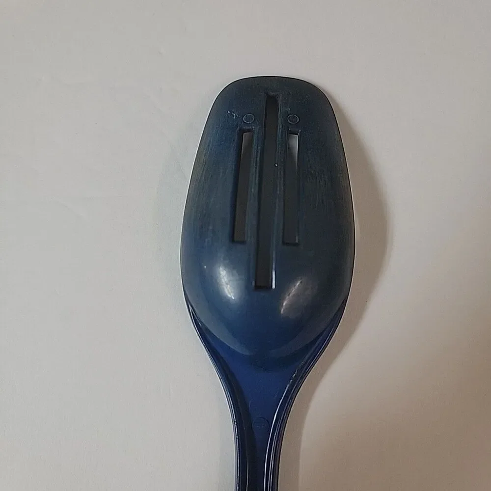 Vintage Foley Dark Blue Nylon Plastic Slotted Spoon 11